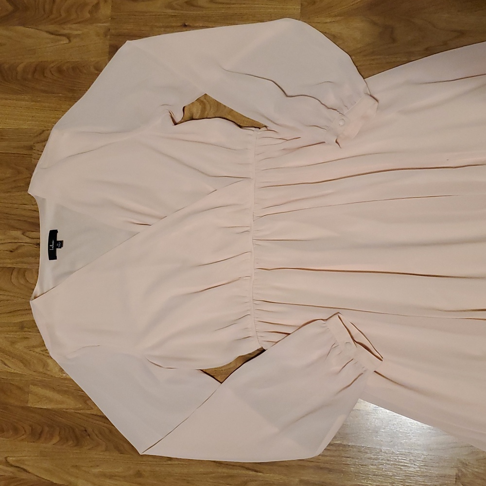 Lulu's Wondrous Water Lilies Blush Pink Maxi Dress Womens Size XL - Picture 6 of 16